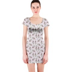 Warm Blossom Harmony Floral Pattern Short Sleeve Bodycon Dress by dflcprintsclothing