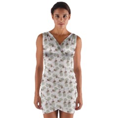 Warm Blossom Harmony Floral Pattern Wrap Front Bodycon Dress by dflcprintsclothing