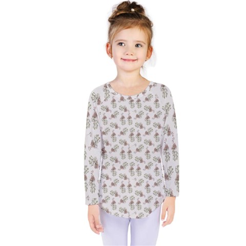 Warm Blossom Harmony Floral Pattern Kids  Long Sleeve Tee by dflcprintsclothing