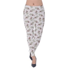 Warm Blossom Harmony Floral Pattern Velvet Leggings by dflcprintsclothing