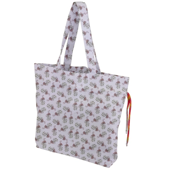 Warm Blossom Harmony Floral Pattern Drawstring Tote Bag