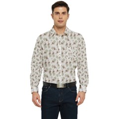 Warm Blossom Harmony Floral Pattern Men s Long Sleeve Pocket Shirt  by dflcprintsclothing