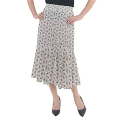 Warm Blossom Harmony Floral Pattern Midi Mermaid Skirt by dflcprintsclothing