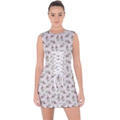 Warm Blossom Harmony Floral Pattern Lace Up Front Bodycon Dress by dflcprintsclothing