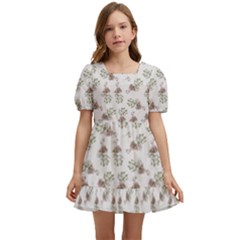 Warm Blossom Harmony Floral Pattern Kids  Short Sleeve Dolly Dress by dflcprintsclothing