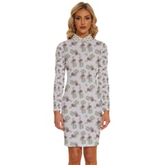 Warm Blossom Harmony Floral Pattern Long Sleeve Shirt Collar Bodycon Dress by dflcprintsclothing