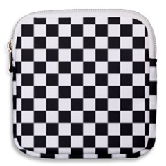 Black White Checker Pattern Checkerboard Mini Square Pouch by Cowasu