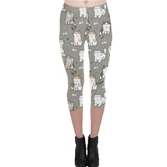 Cute Cat Pattern Cartoon Capri Leggings  by Cowasu