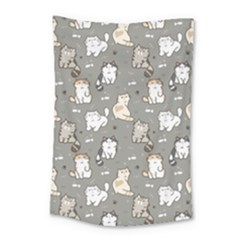 Cute Cat Pattern Cartoon Small Tapestry by Cowasu