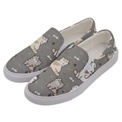 Cute Cat Pattern Cartoon Men s Canvas Slip Ons by Cowasu