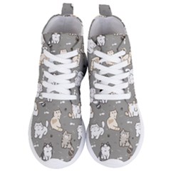 Cute Cat Pattern Cartoon Women s Lightweight High Top Sneakers by Cowasu