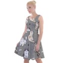 Cute Cat Pattern Cartoon Knee Length Skater Dress View1