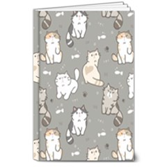 Cute Cat Pattern Cartoon 8  X 10  Hardcover Notebook by Cowasu