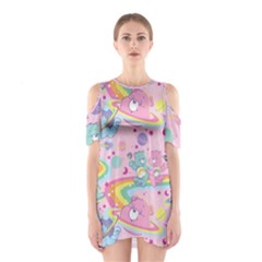 Bears Kawaii Pattern Shoulder Cutout One Piece Dress by Cowasu