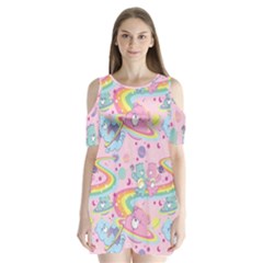 Bears Kawaii Pattern Shoulder Cutout Velvet One Piece by Cowasu