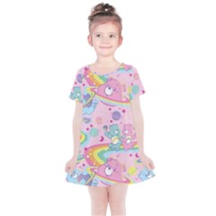 Bears Kawaii Pattern Kids  Simple Cotton Dress by Cowasu