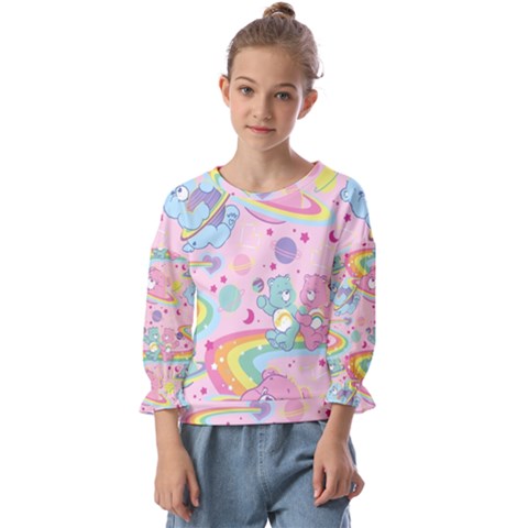 Bears Kawaii Pattern Kids  Cuff Sleeve Top by Cowasu