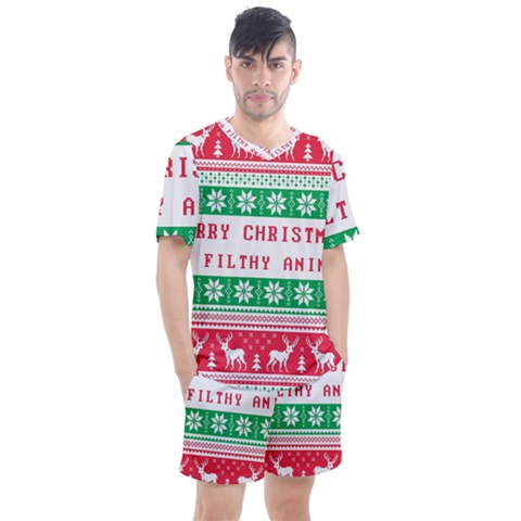 Merry Christmas Ya Filthy Animal Men s Mesh Tee And Shorts Set by Cowasu