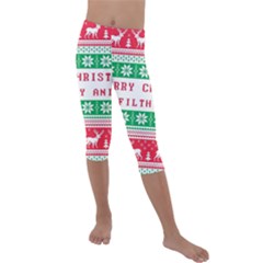 Merry Christmas Ya Filthy Animal Kids  Lightweight Velour Capri Leggings  by Cowasu