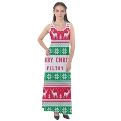 Merry Christmas Ya Filthy Animal Sleeveless Velour Maxi Dress by Cowasu