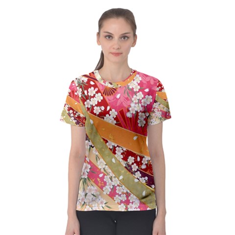 Japanese Kimono Pattern Women s Sport Mesh Tee by Cowasu