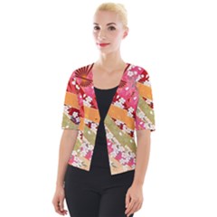 Japanese Kimono Pattern Cropped Button Cardigan by Cowasu