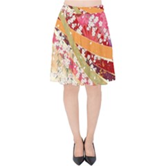 Japanese Kimono Pattern Velvet High Waist Skirt by Cowasu