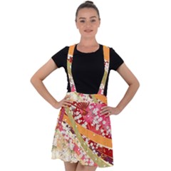 Japanese Kimono Pattern Velvet Suspender Skater Skirt by Cowasu