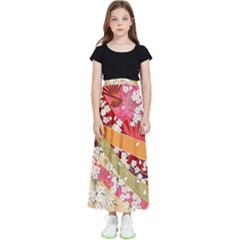 Japanese Kimono Pattern Kids  Flared Maxi Skirt by Cowasu