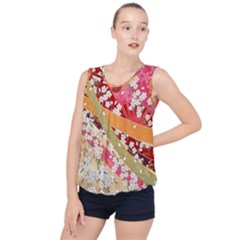 Japanese Kimono Pattern Bubble Hem Chiffon Tank Top by Cowasu