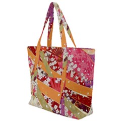 Japanese Kimono Pattern Zip Up Canvas Bag by Cowasu