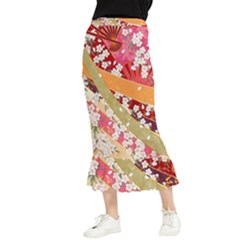 Japanese Kimono Pattern Maxi Fishtail Chiffon Skirt by Cowasu