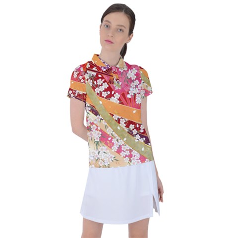 Japanese Kimono Pattern Women s Polo Tee by Cowasu