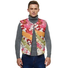 Japanese Kimono Pattern Men s Short Button Up Puffer Vest	