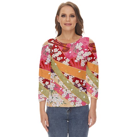 Japanese Kimono Pattern Cut Out Wide Sleeve Top by Cowasu