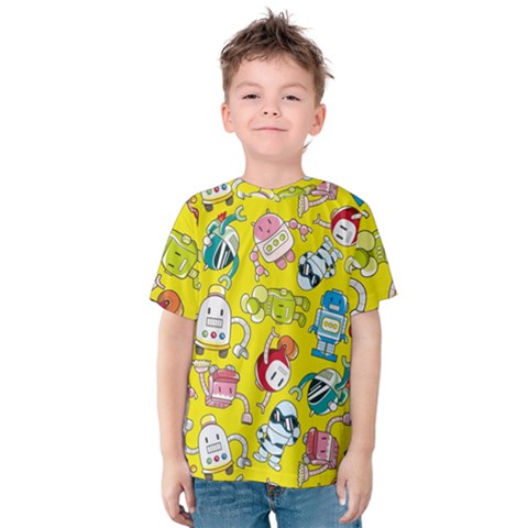 Robot Pattern Lego Kids  Cotton Tee by Cowasu