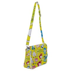 Robot Pattern Lego Shoulder Bag With Back Zipper by Cowasu