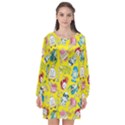 Robot Pattern Lego Long Sleeve Chiffon Shift Dress  View1