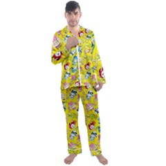 Robot Pattern Lego Men s Long Sleeve Satin Pajamas Set by Cowasu