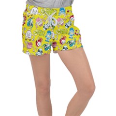 Robot Pattern Lego Women s Velour Lounge Shorts by Cowasu