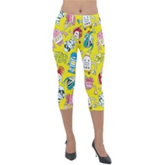 Robot Pattern Lego Lightweight Velour Capri Leggings  by Cowasu