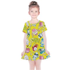 Robot Pattern Lego Kids  Simple Cotton Dress by Cowasu