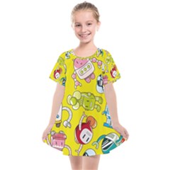 Robot Pattern Lego Kids  Smock Dress by Cowasu