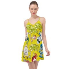 Robot Pattern Lego Summer Time Chiffon Dress by Cowasu