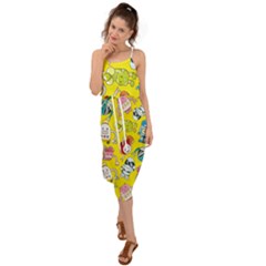 Robot Pattern Lego Waist Tie Cover Up Chiffon Dress by Cowasu