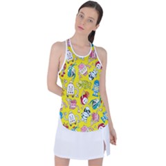 Robot Pattern Lego Racer Back Mesh Tank Top by Cowasu