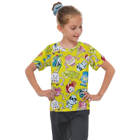 Robot Pattern Lego Kids  Mesh Piece Tee by Cowasu