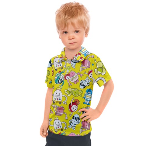 Robot Pattern Lego Kids  Polo Tee by Cowasu