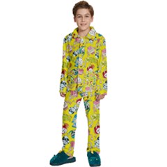 Robot Pattern Lego Kids  Long Sleeve Velvet Pajamas Set by Cowasu