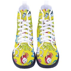 Robot Pattern Lego Men s High-top Canvas Sneakers by Cowasu